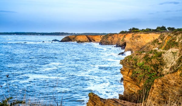 View of the cliffs of Pen Be, France, on the Brittany coast