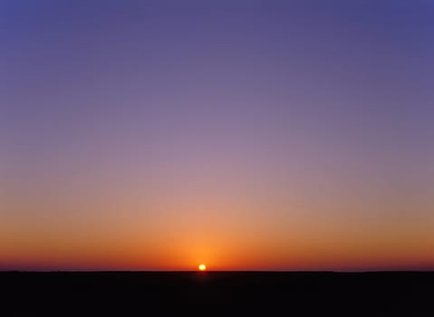 Sunset with clear blue sky