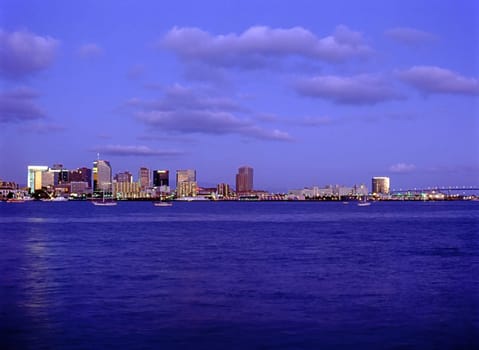 San Diego at dusk, California.