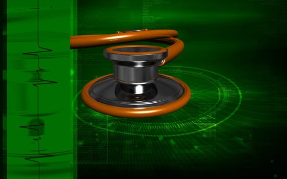Digital illustration of stethoscope in colour background
