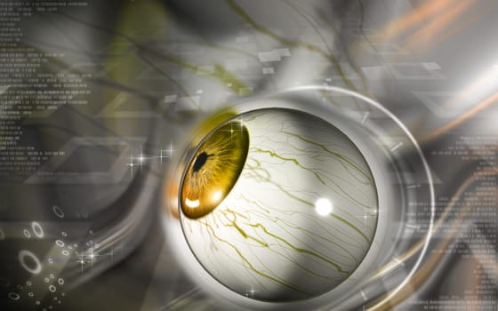 Digital illustration of eye in colour background