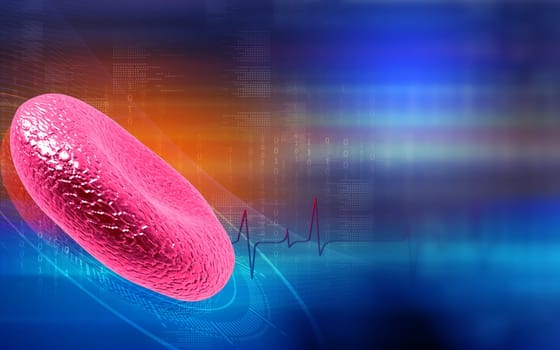 Digital illustration of blood cell in colour background