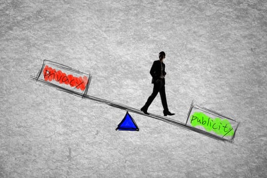Balance concept about privacy and publicity.