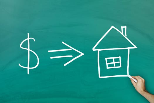 Home investment concept on the green blackboard