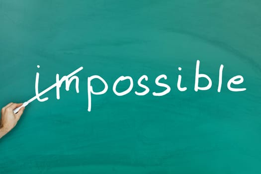 Everything is possible concept on green blackboard