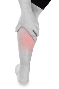 Man With Leg Pain On White Background