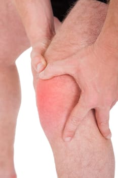 Man With Knee Pain On White Background