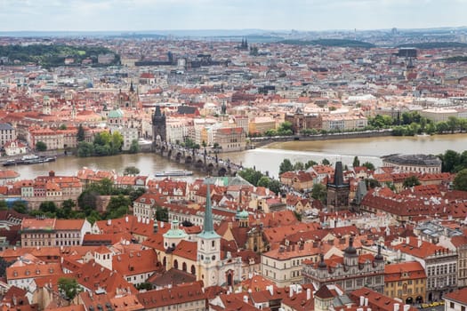 Panorama of Charles bridge, View From Castle, Prague, Czech Republic