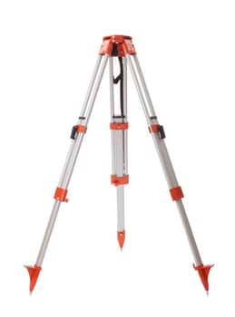 Survey equipment tripod for theodolite. Isolated on white