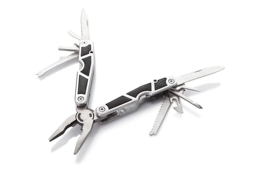 Pliers with multipurpose tools. Isolated on white