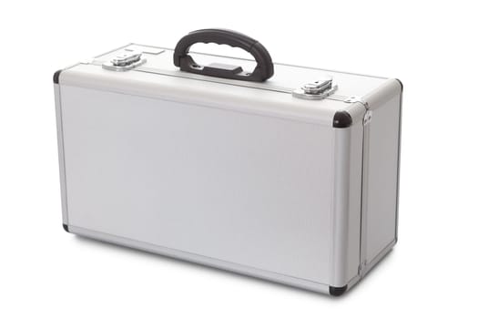 Photos of metal suitcase. Isolated on white