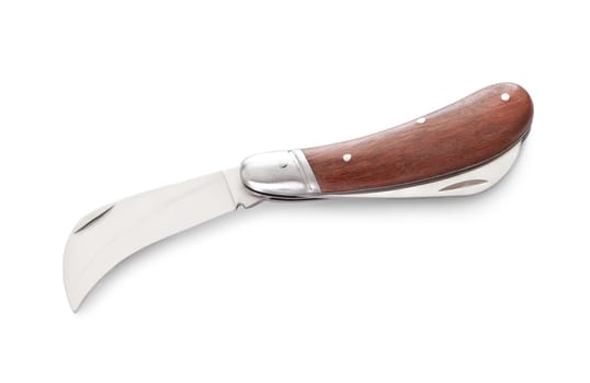Foldable knife. Construction tool. Isolated on white