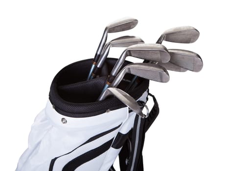 Close-up Of A Golf Bag Isolated On White Background