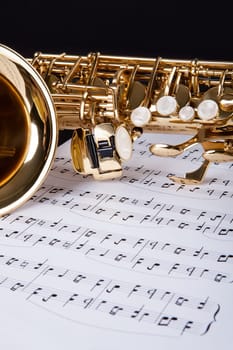 Close-up Of The Trumpet And Musical Note