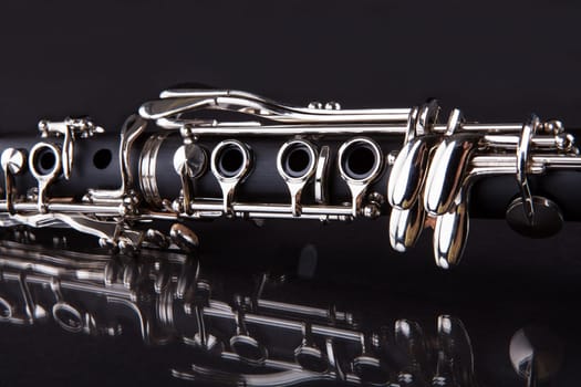 Close-up Of Clarinet Isolated On Black Background