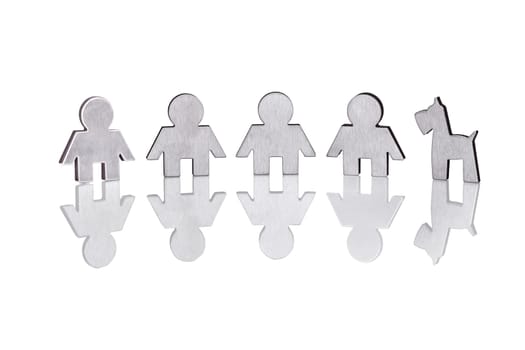 Photos of family figures isolated on white background