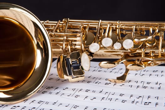 Close-up Of The Trumpet And Musical Note