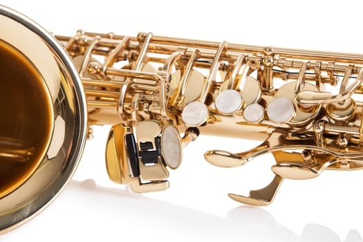 Close-up Of Trumpet Isolated Over White Background
