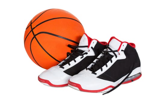 Pair of basketball shoes. Isolated on white background