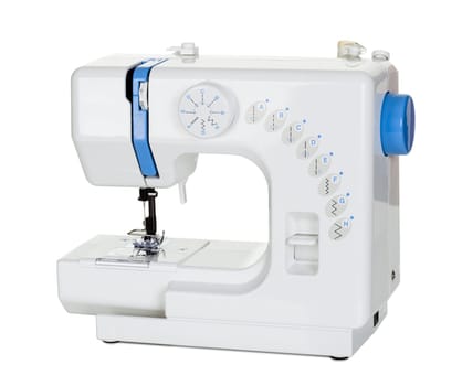 Photos of sewing machine. Isolated on white