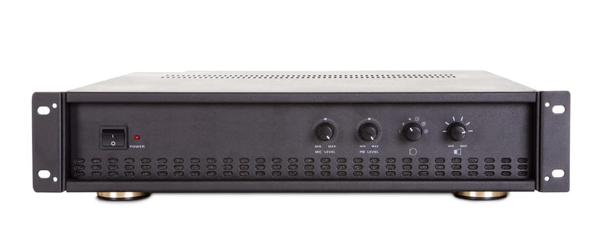 Photo of conference amplifier. Isolated on white background