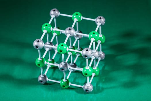 Model of molecular structure on green reflective background