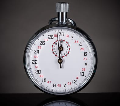 Closeup Photo Of Stopwatch On Gray Background