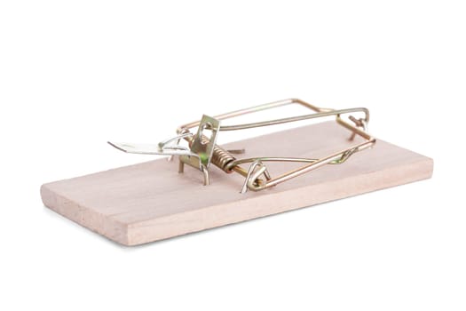 Wooden Mouse Trap Isolated On White Background