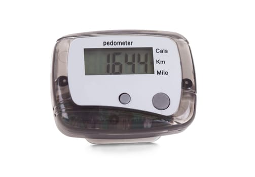 Close-up Of Digital Pedometer Isolated On White Background
