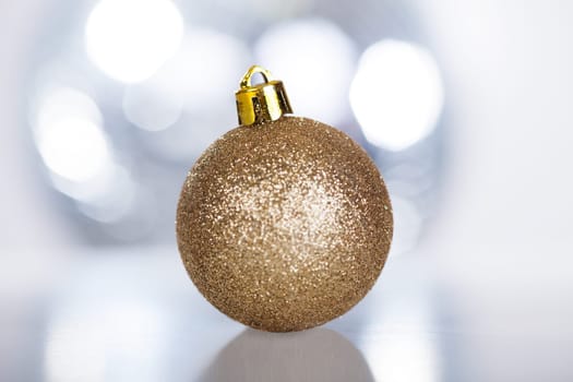 Close-up Of The Golden Decorative Christmas Bauble
