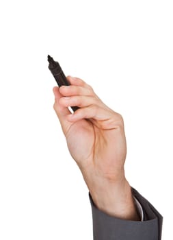 Hand Of A Businessman Drawing On The Screen