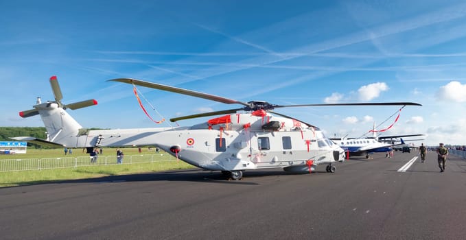 Belgian NH90 military helicopter at the Dutch Air Force open days 2014 in Gilze-Rijen, Netherlands