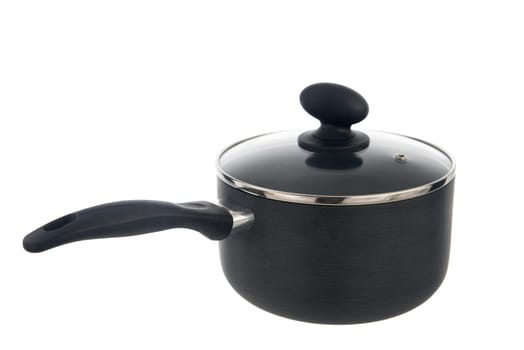 Cooking pot with lid isolated on white background.