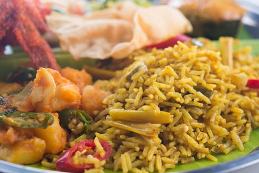 Close up Indian biryani rice.
