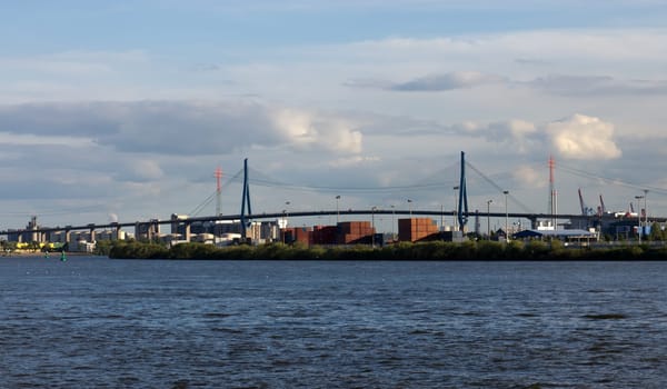 Köhlbrand Bridge in the Port of Hamburg
