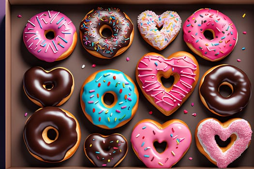 Donut in the shape of a heart. Valentine's Day Gift Concept