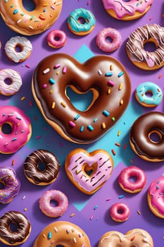 Donut in the shape of a heart. Valentine's Day Gift Concept