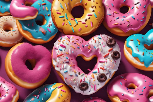 Donut in the shape of a heart. Valentine's Day Gift Concept