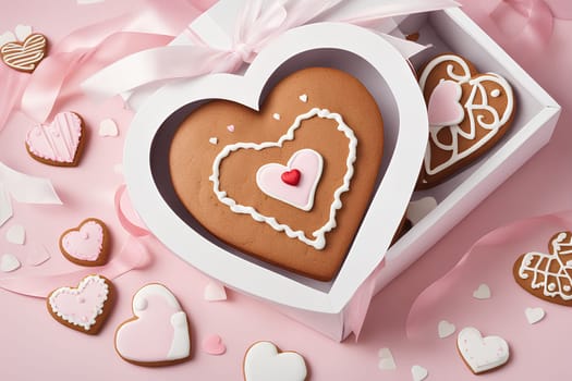 Gingerbread in the shape of a heart for Valentine's Day