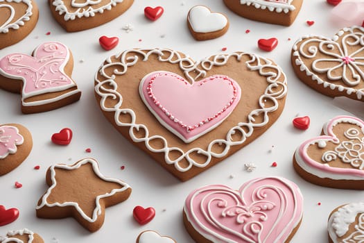 Gingerbread in the shape of a heart for Valentine's Day