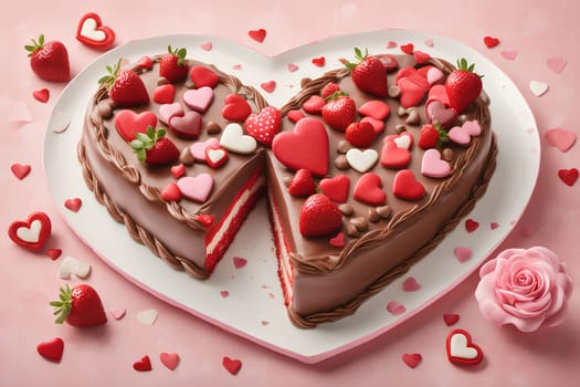 Heart-shaped mousse cake for Valentine's Day