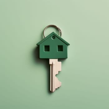 house key isolated on green . AI Generated