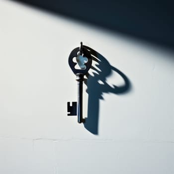 Shadow cast by abstract imaginary key. AI Generated