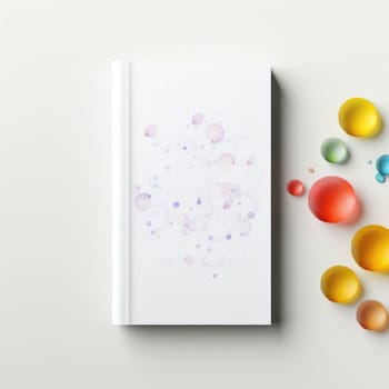 white book mockup on light background with decorations. AI Generated
