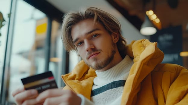 man shopping online using mobile phone, Generative AI, people