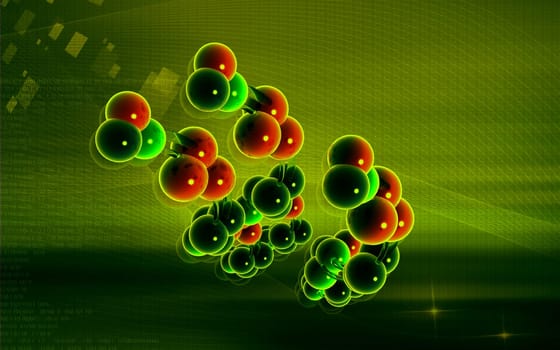 Digital illustration DNA structure in colour background