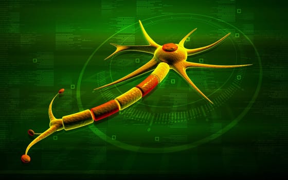 Digital illustration of neuron in colour background