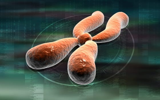 Digital illustration of chromosome in colour background