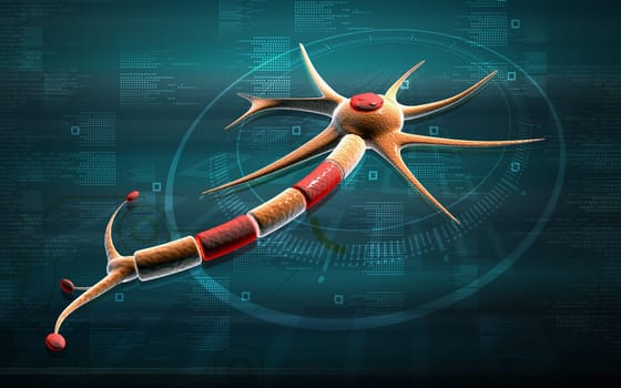 Digital illustration of neuron in colour background