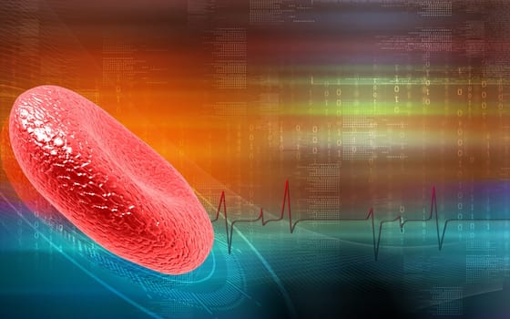 Digital illustration of blood cell in colour background